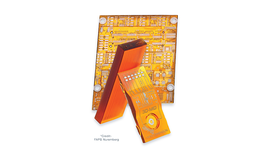 Example of Dragonfly 2020 3D printed circuit boards. Image via FAPS Nuremberg