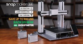 Kickstarter上的Snapmaker 2.0三合一3D打印机。图片来自Snapmaker