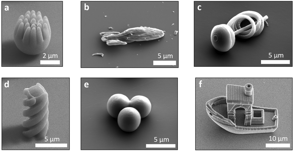 The structures resemble spiky spheres, boats, and spaceships and can be used to study various species of bacteria in water. Photo via Leiden University.