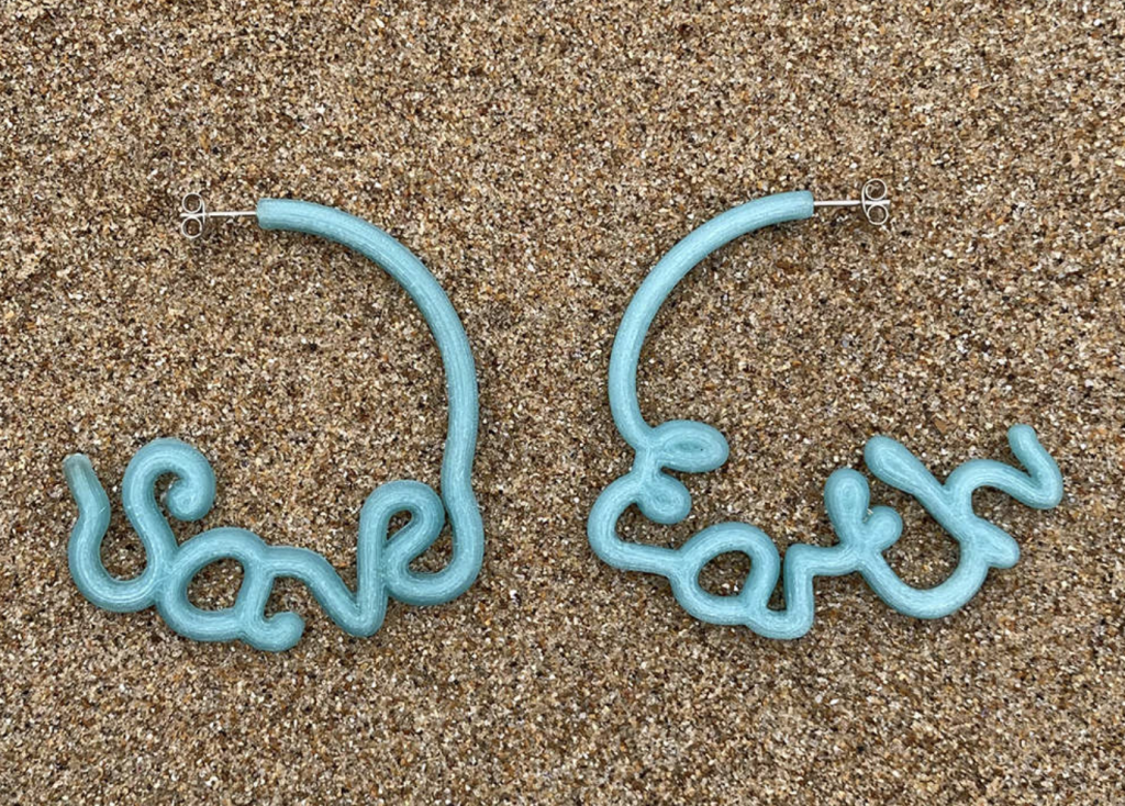 Jewelry designer Zoe Sherwood's 3D printed earrings.